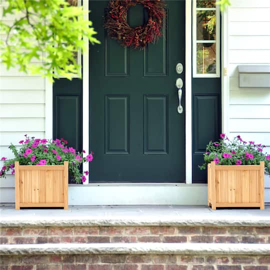 Costway 15" Elevated Outdoor Folding Wooden Planter Box with Removable Bottom